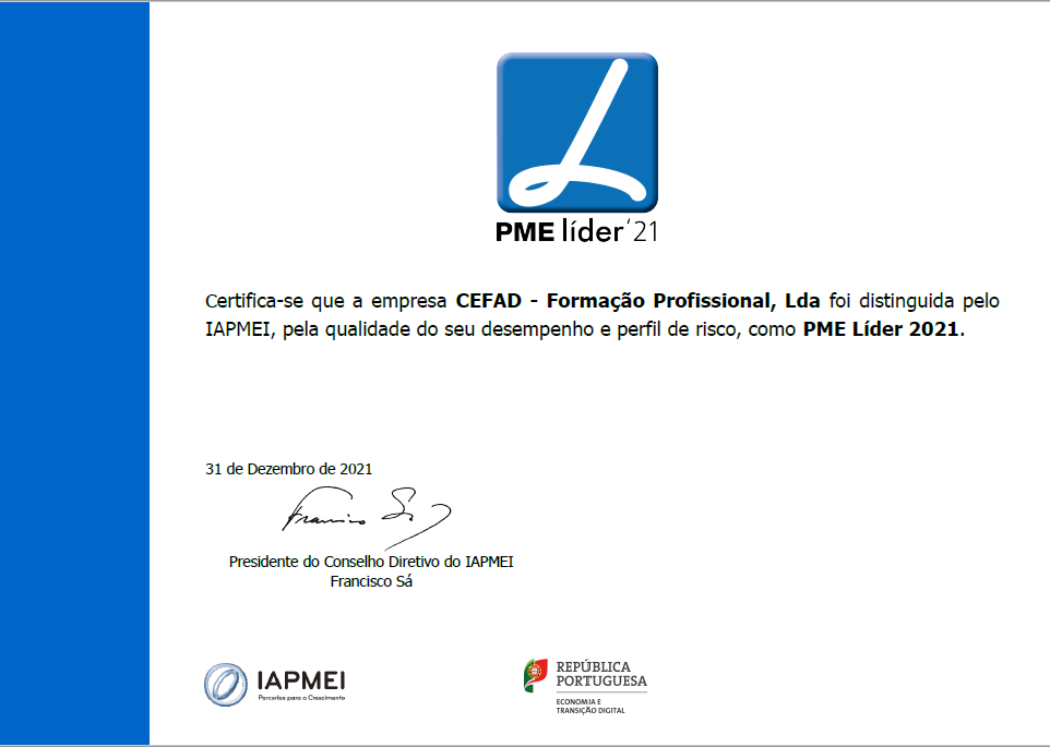 Certificado PME líder 21 CEFAD
